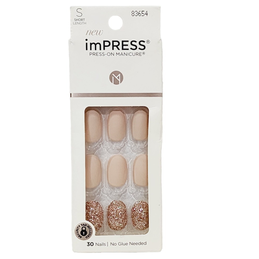 Kiss Impress Press-On Manicure 83654 EVANESCE Pale Tan Beige Short 30 Nails New